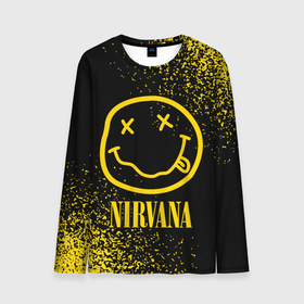 Мужской лонгслив 3D с принтом NIRVANA   НИРВАНА в Санкт-Петербурге, 100% полиэстер | длинные рукава, круглый вырез горловины, полуприлегающий силуэт | band | cobain | face | kurt | logo | music | nirvana | rock | rocknroll | группа | кобейн | курт | лого | логотип | музыка | музыкальная | нирвана | рожица | рок | рокнролл | символ