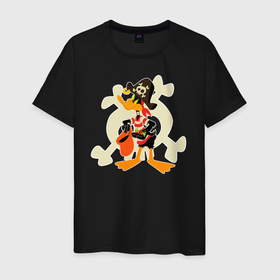 Мужская футболка хлопок с принтом Даффи Дак Хэллоуин в Тюмени, 100% хлопок | прямой крой, круглый вырез горловины, длина до линии бедер, слегка спущенное плечо. | daffy duck | looney tunes | vdzabma | даффи дак | луни тюнз