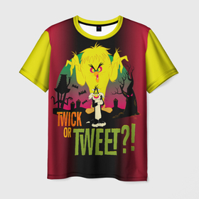 Мужская футболка 3D+ с принтом Twick Or Tweet?! , 100% микрофибра | круглый вырез горловины, длина до линии бедер | looney tunes | sylvester | tweety | vdzabma | луни тюнз | сильвестр | твити