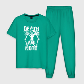 Мужская пижама хлопок с принтом Death Note Ryuk the Shnigami в Екатеринбурге, 100% хлопок | брюки и футболка прямого кроя, без карманов, на брюках мягкая резинка на поясе и по низу штанин
 | anime | death note | kira | manga | ryuk | аниме | герой | детектив | детнот | детх нот | детхнот | дэсу ното | иероглиф | кандзи | кира | манга | миса | риюк | рьюзаки | рюзаки | рюк | синигами | тетрадка | эл | э