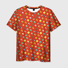 Мужская футболка 3D с принтом Super Mario , 100% полиэфир | прямой крой, круглый вырез горловины, длина до линии бедер | 8 бит | dandy | mario | водопроводчик | денди | игры на денди | марио