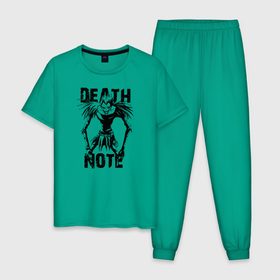 Мужская пижама хлопок с принтом Death Note black Ryuk в Екатеринбурге, 100% хлопок | брюки и футболка прямого кроя, без карманов, на брюках мягкая резинка на поясе и по низу штанин
 | anime | death note | kira | manga | ryuk | аниме | герой | детектив | детнот | детх нот | детхнот | дэсу ното | иероглиф | кандзи | кира | манга | миса | риюк | рьюзаки | рюзаки | рюк | синигами | тетрадка | эл | э