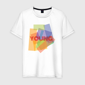 Мужская футболка хлопок с принтом Young в Санкт-Петербурге, 100% хлопок | прямой крой, круглый вырез горловины, длина до линии бедер, слегка спущенное плечо. | young | абстракция | молодой | тренд