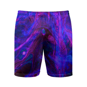 Мужские шорты спортивные с принтом Space в Петрозаводске,  |  | abstraction | glitter | paint | stains | абстракция | блестки | краска | разводы | розовый | синий