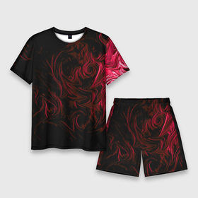 Мужской костюм с шортами 3D с принтом Fire ,  |  | abstraction | background | patterns | red | shadow | абстракция | красный | тень | узоры | фон
