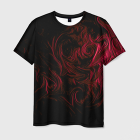 Мужская футболка 3D с принтом Fire в Екатеринбурге, 100% полиэфир | прямой крой, круглый вырез горловины, длина до линии бедер | abstraction | background | patterns | red | shadow | абстракция | красный | тень | узоры | фон
