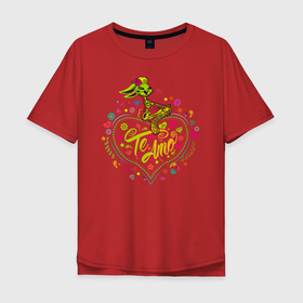 Мужская футболка хлопок Oversize с принтом Te Amo в Курске, 100% хлопок | свободный крой, круглый ворот, “спинка” длиннее передней части | lola bunny | looney tunes | vdzabma | лола банни | луни тюнз