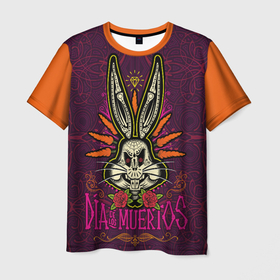 Мужская футболка 3D+ с принтом Dia De Los Muertos в Кировске, 100% микрофибра | круглый вырез горловины, длина до линии бедер | bugs bunny | looney tunes | vdzabma | багз банни | луни тюнз