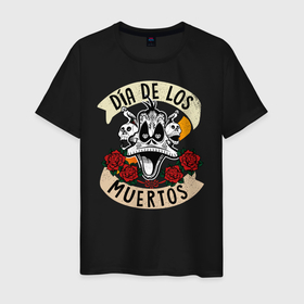 Мужская футболка хлопок с принтом Dia De Los Muertos в Тюмени, 100% хлопок | прямой крой, круглый вырез горловины, длина до линии бедер, слегка спущенное плечо. | Тематика изображения на принте: daffy duck | looney tunes | vdzabma | даффи дак | луни тюнз