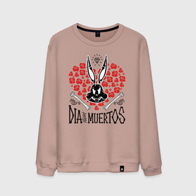 Мужской свитшот хлопок с принтом Dia De Los Muertos в Тюмени, 100% хлопок |  | bugs bunny | looney tunes | vdzabma | багз банни | луни тюнз