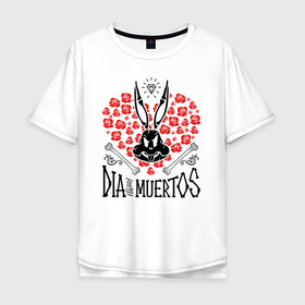 Мужская футболка хлопок Oversize с принтом Dia De Los Muertos в Кировске, 100% хлопок | свободный крой, круглый ворот, “спинка” длиннее передней части | Тематика изображения на принте: bugs bunny | looney tunes | vdzabma | багз банни | луни тюнз