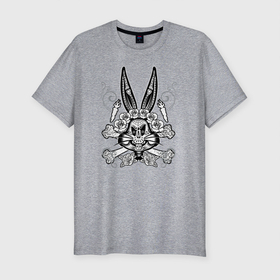 Мужская футболка хлопок Slim с принтом Bugs Bunny в Екатеринбурге, 92% хлопок, 8% лайкра | приталенный силуэт, круглый вырез ворота, длина до линии бедра, короткий рукав | bugs bunny | looney tunes | vdzabma | багз банни | луни тюнз