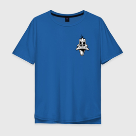 Мужская футболка хлопок Oversize с принтом Даффи Дак в Екатеринбурге, 100% хлопок | свободный крой, круглый ворот, “спинка” длиннее передней части | daffy duck | looney tunes | vdzabma | даффи дак | луни тюнз