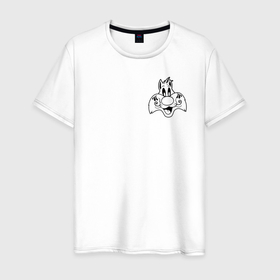 Мужская футболка хлопок с принтом Сильвестр в Белгороде, 100% хлопок | прямой крой, круглый вырез горловины, длина до линии бедер, слегка спущенное плечо. | looney tunes | sylvester | vdzabma | луни тюнз | сильвестр