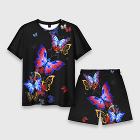 Мужской костюм с шортами 3D с принтом Поцелуй бабочек в Кировске,  |  | Тематика изображения на принте: angel | butterfly | fairy | neon | night | wings | ангел | бабочка | бабочки | девушке | животные | красочные | крылья | летающие | магия | махаон | мотыльки | насекомые | неоновые | ночные | ночь | подарок | природа