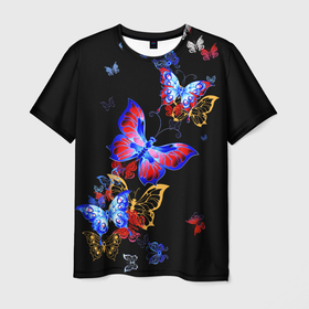 Мужская футболка 3D с принтом Поцелуй бабочек в Тюмени, 100% полиэфир | прямой крой, круглый вырез горловины, длина до линии бедер | Тематика изображения на принте: angel | butterfly | fairy | neon | night | wings | ангел | бабочка | бабочки | девушке | животные | красочные | крылья | летающие | магия | махаон | мотыльки | насекомые | неоновые | ночные | ночь | подарок | природа