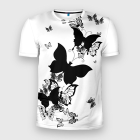 Мужская футболка 3D спортивная с принтом Черные бабочки на белом в Белгороде, 100% полиэстер с улучшенными характеристиками | приталенный силуэт, круглая горловина, широкие плечи, сужается к линии бедра | angel | black and white | butterfly | fairy | fashion girl | wings | ангел | бабочка | девушке | животные | крылья | летающие | магия | махаон | мотылек | мотыльки | насекомые | нежные | подарок | природа | сказочные | татуировки