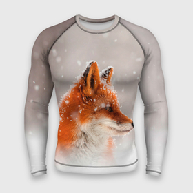 Мужской рашгард 3D с принтом Лиса и снег в Кировске,  |  | fox | foxy | животные | звери | зима | зимняя | лиса | лисичка | лисы | природа | снег | снежная