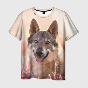 Мужская футболка 3D с принтом Красивый Волк в Тюмени, 100% полиэфир | прямой крой, круглый вырез горловины, длина до линии бедер | wolf | wolfs | волк | волки | волчара | животные | звири | лес | природа
