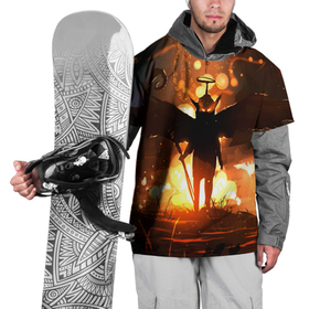 Накидка на куртку 3D с принтом Темный ангел ада  в Новосибирске, 100% полиэстер |  | ад | внутренне зло | демон | демоненок | крылья | миф | нимб | посох | преисподняя | силэут | страшные сказки | темный ангел | фольклор