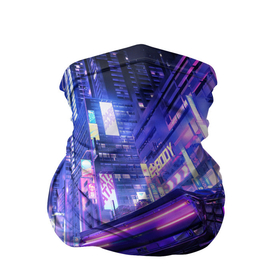 Бандана-труба 3D с принтом Cyberpunk city в Новосибирске, 100% полиэстер, ткань с особыми свойствами — Activecool | плотность 150‒180 г/м2; хорошо тянется, но сохраняет форму | art | city | cyber | cyberpunk | japan | lights | lines | neon | punk | арт | город | кибер | киберпанк | япония