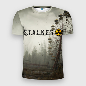 Мужская футболка 3D спортивная с принтом STALKER 2 в Новосибирске, 100% полиэстер с улучшенными характеристиками | приталенный силуэт, круглая горловина, широкие плечи, сужается к линии бедра | gsc game world | s.t.a.l.k.e.r. | stalker | stalker 2 | постапокалиптический шутер | сталкер | сталкер 2 | шутер