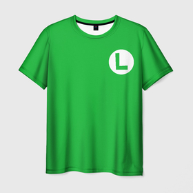 Мужская футболка 3D с принтом ЛУИДЖИ , 100% полиэфир | прямой крой, круглый вырез горловины, длина до линии бедер | luigi | mario | nintendo | денди | луиджи | марио | нинтендо