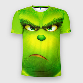 Мужская футболка 3D Slim с принтом Гринч 3D  The Grinch в Санкт-Петербурге, 100% полиэстер с улучшенными характеристиками | приталенный силуэт, круглая горловина, широкие плечи, сужается к линии бедра | the grinch | гринч | для детей | мультфильм | рождество