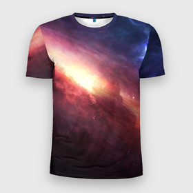 Мужская футболка 3D спортивная с принтом Космос в Курске, 100% полиэстер с улучшенными характеристиками | приталенный силуэт, круглая горловина, широкие плечи, сужается к линии бедра | вселенная | звезда | космос | солнце | туманность