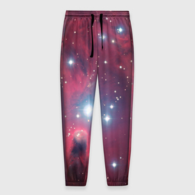 Мужские брюки 3D с принтом космос в Курске, 100% полиэстер | манжеты по низу, эластичный пояс регулируется шнурком, по бокам два кармана без застежек, внутренняя часть кармана из мелкой сетки | блик | вселенная | звезды | космос | магма