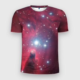 Мужская футболка 3D Slim с принтом космос , 100% полиэстер с улучшенными характеристиками | приталенный силуэт, круглая горловина, широкие плечи, сужается к линии бедра | Тематика изображения на принте: блик | вселенная | звезды | космос | магма