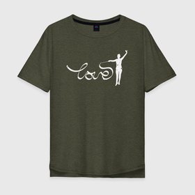 Мужская футболка хлопок Oversize с принтом Love в Белгороде, 100% хлопок | свободный крой, круглый ворот, “спинка” длиннее передней части | gymnastics | rhythmic gymnastics | гимнастика | спорт | художественная гимнастика