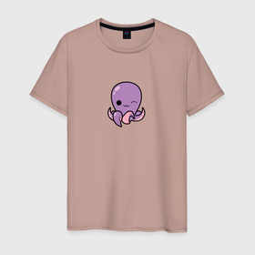 Мужская футболка хлопок с принтом Осьминожек , 100% хлопок | прямой крой, круглый вырез горловины, длина до линии бедер, слегка спущенное плечо. | кальмар | море | океан | осьминог | осьминожек | рыба.