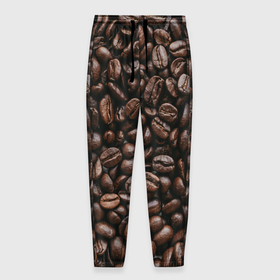 Мужские брюки 3D с принтом кофе в Санкт-Петербурге, 100% полиэстер | манжеты по низу, эластичный пояс регулируется шнурком, по бокам два кармана без застежек, внутренняя часть кармана из мелкой сетки | Тематика изображения на принте: coffee | зерна | зерна кофе | кофе | кофейные зерна