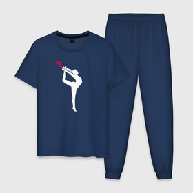 Мужская пижама хлопок с принтом Gymnastics , 100% хлопок | брюки и футболка прямого кроя, без карманов, на брюках мягкая резинка на поясе и по низу штанин
 | gymnastics | rhythmic gymnastics | гимнастика | спорт | художественная гимнастика