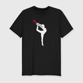 Мужская футболка хлопок Slim с принтом Gymnastics в Белгороде, 92% хлопок, 8% лайкра | приталенный силуэт, круглый вырез ворота, длина до линии бедра, короткий рукав | gymnastics | rhythmic gymnastics | гимнастика | спорт | художественная гимнастика