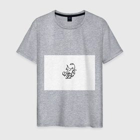 Мужская футболка хлопок с принтом Котик в Курске, 100% хлопок | прямой крой, круглый вырез горловины, длина до линии бедер, слегка спущенное плечо. | кот | котик | кошка | рисунок | черно белый