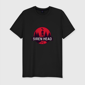 Мужская футболка хлопок Slim с принтом Siren Head в Белгороде, 92% хлопок, 8% лайкра | приталенный силуэт, круглый вырез ворота, длина до линии бедра, короткий рукав | siren head | игра | лес | монстр | персонаж | сирена | сиреноголовый | чудовище