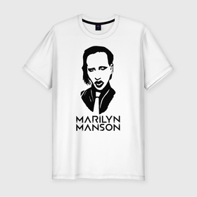 Мужская футболка хлопок Slim с принтом Мэрилин Мэнсон в Белгороде, 92% хлопок, 8% лайкра | приталенный силуэт, круглый вырез ворота, длина до линии бедра, короткий рукав | marilyn manson | rock | готика | музыка | мэрилин мэнсон | рок