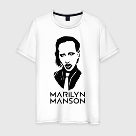 Мужская футболка хлопок с принтом Мэрилин Мэнсон , 100% хлопок | прямой крой, круглый вырез горловины, длина до линии бедер, слегка спущенное плечо. | marilyn manson | rock | готика | музыка | мэрилин мэнсон | рок