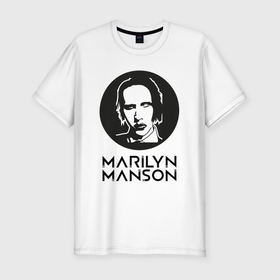 Мужская футболка хлопок Slim с принтом  Мэрилин Мэнсон , 92% хлопок, 8% лайкра | приталенный силуэт, круглый вырез ворота, длина до линии бедра, короткий рукав | marilyn manson | rock | готика | музыка | мэрилин мэнсон | рок