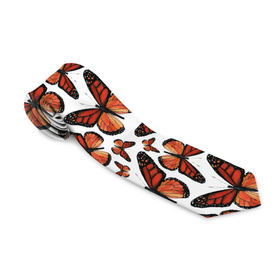 Галстук 3D с принтом Монарх в Курске, 100% полиэстер | Длина 148 см; Плотность 150-180 г/м2 | butterflies | butterfly | pattern | бабочка | монарх | насекомые | оранжевый | паттерн | узор