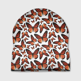 Шапка 3D с принтом Монарх в Белгороде, 100% полиэстер | универсальный размер, печать по всей поверхности изделия | butterflies | butterfly | pattern | бабочка | монарх | насекомые | оранжевый | паттерн | узор
