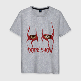 Мужская футболка хлопок с принтом Dope show в Новосибирске, 100% хлопок | прямой крой, круглый вырез горловины, длина до линии бедер, слегка спущенное плечо. | eyes | horror | makeup | manson | music | paint | rock | song | title | глаза | грим | краска | музыка | надпись | песня | рок | хоррор