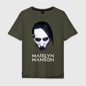 Мужская футболка хлопок Oversize с принтом Мэрилин Мэнсон , 100% хлопок | свободный крой, круглый ворот, “спинка” длиннее передней части | marilyn manson | rock | готика | музыка | мэрилин мэнсон | рок