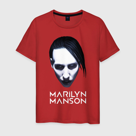 Мужская футболка хлопок с принтом Мэрилин Мэнсон в Белгороде, 100% хлопок | прямой крой, круглый вырез горловины, длина до линии бедер, слегка спущенное плечо. | marilyn manson | rock | готика | музыка | мэрилин мэнсон | рок