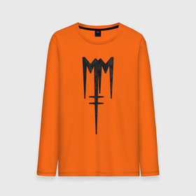 Мужской лонгслив хлопок с принтом Marilyn Manson (лого из меха) , 100% хлопок |  | manson | marilyn | marilyn manson | лого | мех