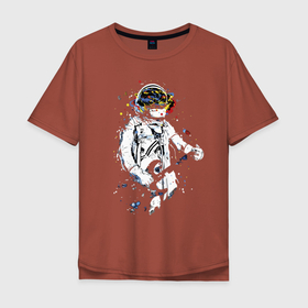 Мужская футболка хлопок Oversize с принтом Cosmosrock в Екатеринбурге, 100% хлопок | свободный крой, круглый ворот, “спинка” длиннее передней части | astronaut | cosmonaut | cosmos | guitar | music | rock | solo | space | star | астронавт | гитара | звезда | космонавт | космос | музыка | солист