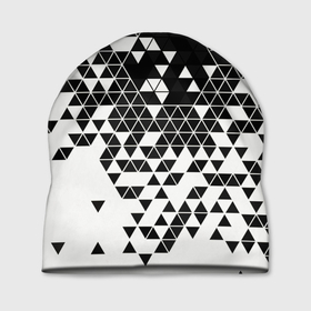 Шапка 3D с принтом Векторные фигуры в Новосибирске, 100% полиэстер | универсальный размер, печать по всей поверхности изделия | абстракция | белое | вектор | геометрические фигуры | геометрия | градиент | минимализм | ромб | ромбы | треугольники | фигуры | чернобелое | черное