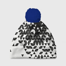 Шапка 3D c помпоном с принтом Векторные фигуры в Екатеринбурге, 100% полиэстер | универсальный размер, печать по всей поверхности изделия | абстракция | белое | вектор | геометрические фигуры | геометрия | градиент | минимализм | ромб | ромбы | треугольники | фигуры | чернобелое | черное